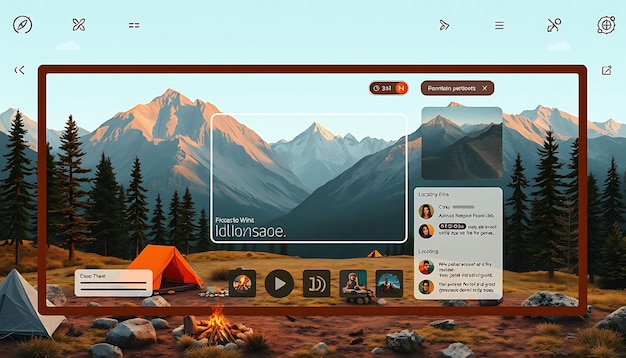 Mountain Layout for an Outdoors Streamer With Earthy Colors Mountain Scen Game Interface Designe