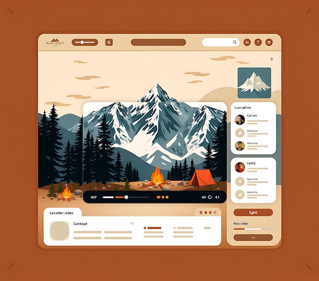 Mountain Layout for an Outdoors Streamer With Earthy Colors Mountain Scen Game Interface Designe