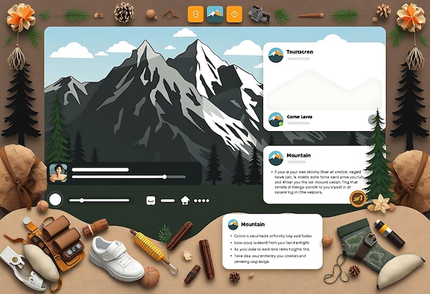 Mountain Layout for an Outdoorsy Streamer With Earthy Colors Mountain Ele Game Interface Designm