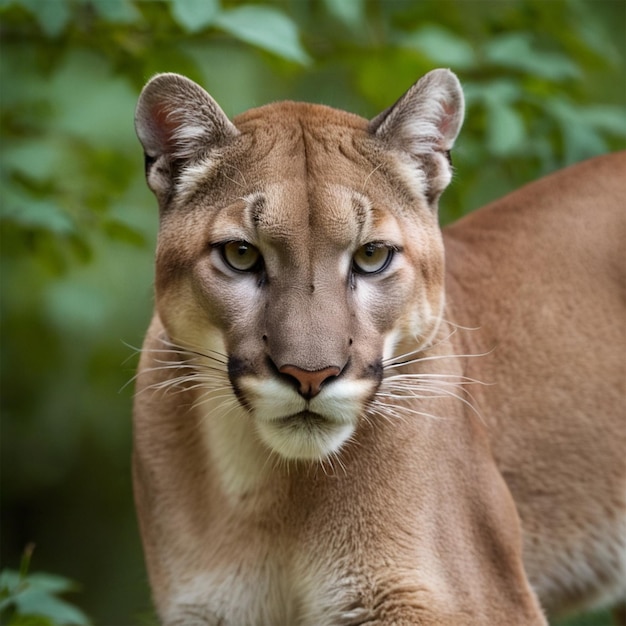 Photo a mountain lion is standing in the woods