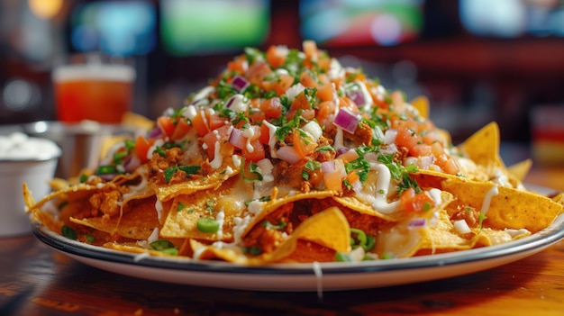 Mountain of Nachos with Fresh Salsa and Cheese