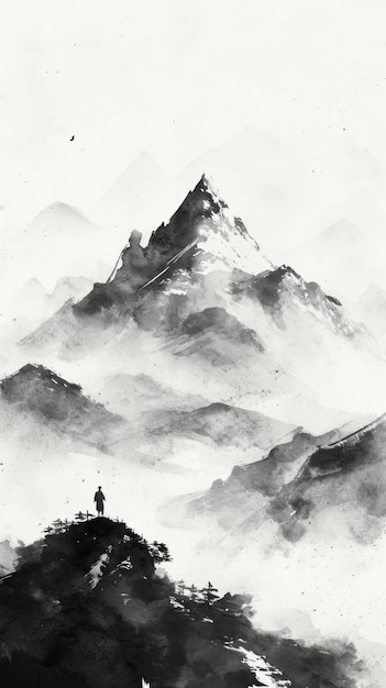 Mountain outdoors nature ink