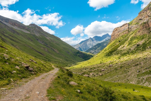 Mountain path in the Ripera valley in summer Pyrenees Mountains in summer