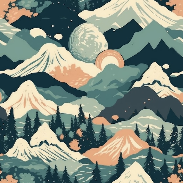 mountain pattern vector Generative AI