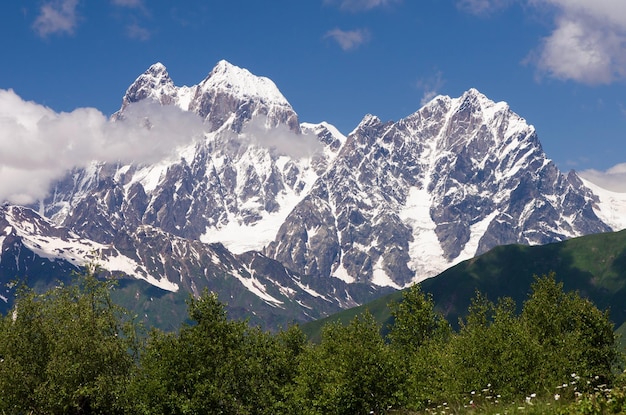 Mountain peak. Main Caucasian Ridge, Mount Ushba. Zemo Svaneti, Georgia