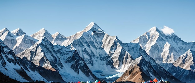 Mountain peak of the tibetan snowcapped mountains a beautiful panorama of the mountains