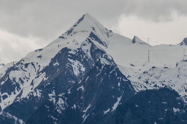 Mountain peak with snow