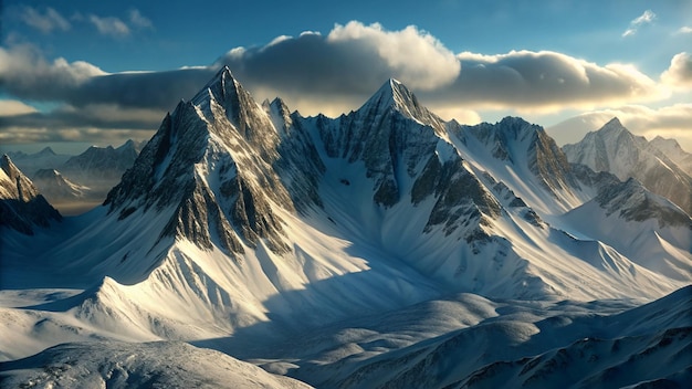 mountain peaks in the clouds