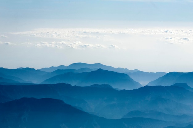 Mountain peaks in the clouds