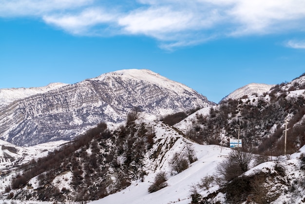 Mountain peaks covered with snow