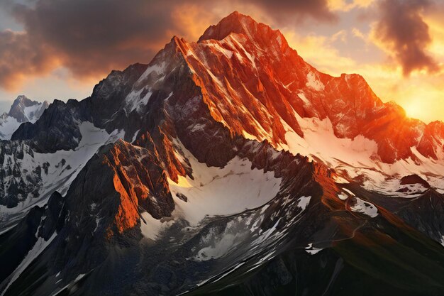 Mountain peaks at sunset Caucasus Mountains Georgia Europe