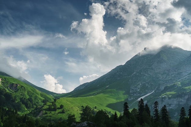 Mountain peaks in the western part of the Main Caucasian Ridge.