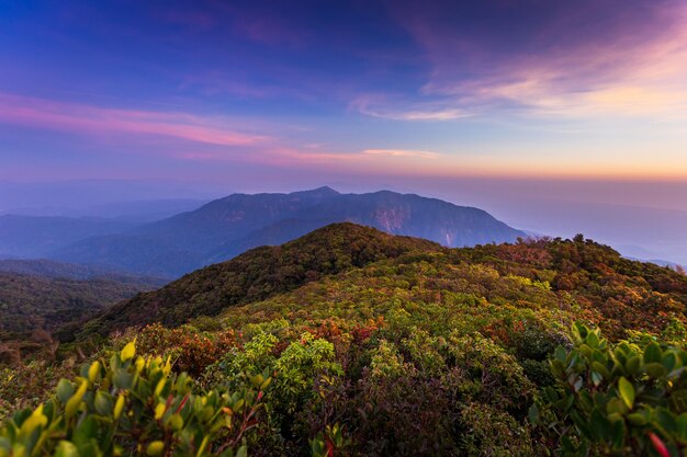 Mountain photo Morning sun Thailand View on the top of the hill with beautiful sunsets Nakhon