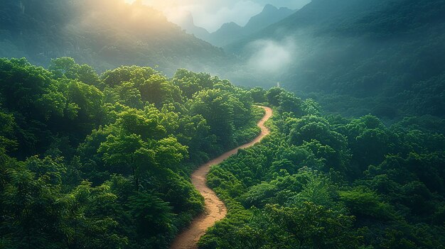 Mountain Range Enveloped in Mist