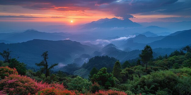 Mountain Range at Sunset