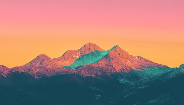 Mountain Range at Sunset