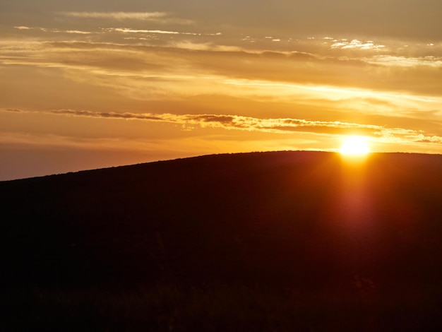 Mountain range in sunset