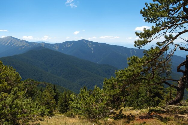 a mountain range with a blue sky and clouds