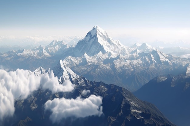 A mountain range with a blue sky and clouds