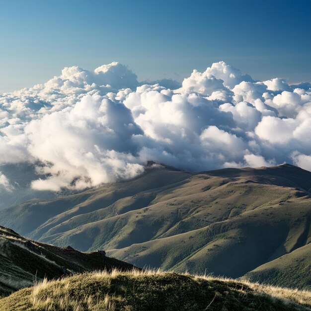 a mountain range with a few clouds above it