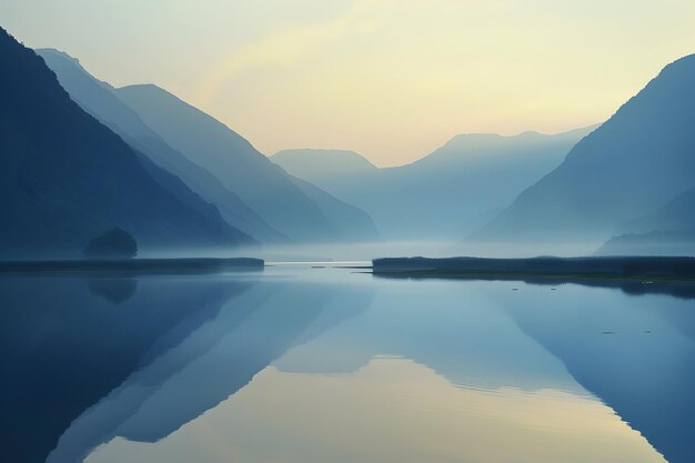 Photo a mountain range with a lake and mountains in the background