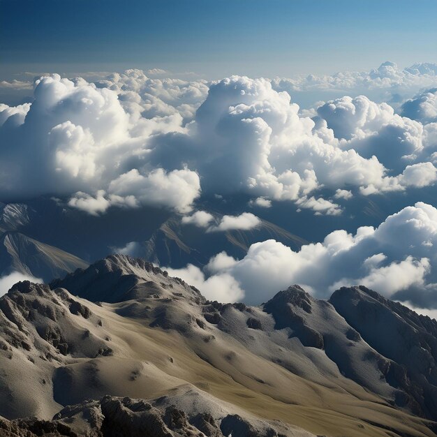 a mountain range with a mountain in the background and a mountain in the middle