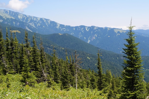 a mountain range with a mountain in the background