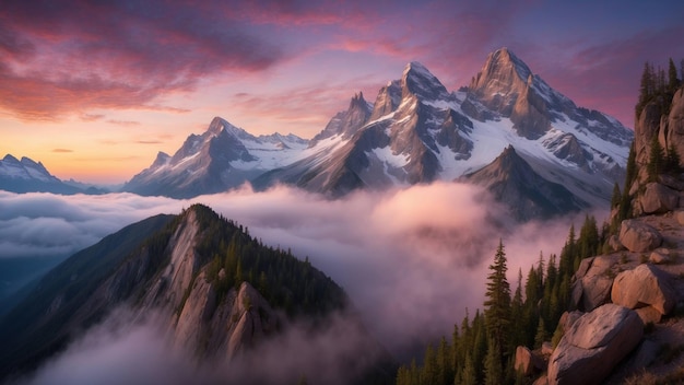 Photo a mountain range with mountains in the background