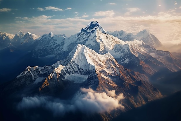 A mountain range with the name everest on the top