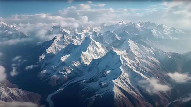 A mountain range with snow Generative AI Art