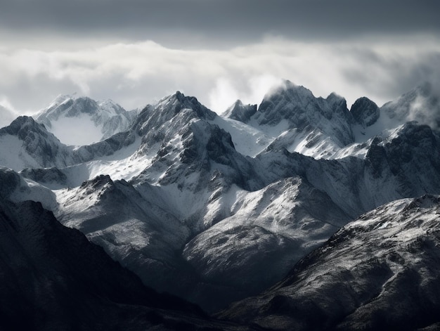 A mountain range with snow on the top and the word mountain on the top.