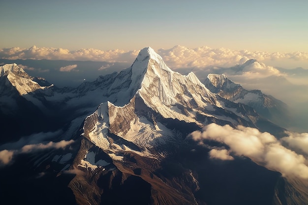 A mountain range with snow on the top