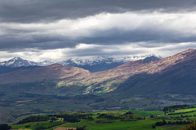 Mountain ranges near Queenstown South Island New Zealand