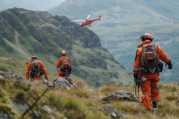 Mountain Rescue Team Conducts Operation With Helicopter Assistance