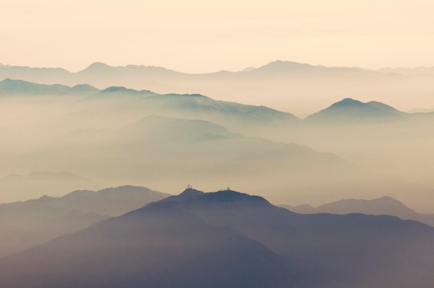 Mountain ridges in heat haze