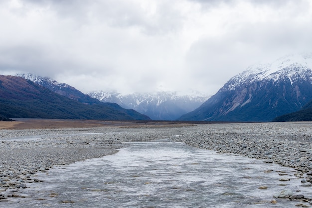 Mountain River Creek Landscape Arthurs Pass Lookout South Island New Zealand