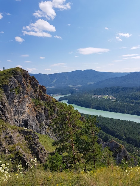 Mountain river in the vast mountains of the Altai Mountains