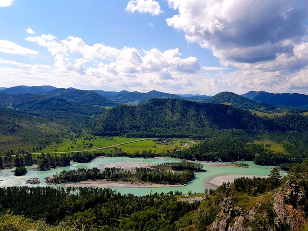 Mountain river in the vast mountains of the Altai Mountains