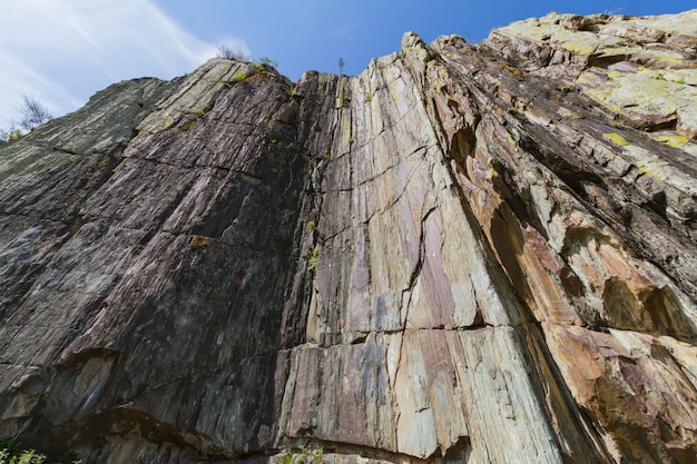 Mountain rock bottom view Altai