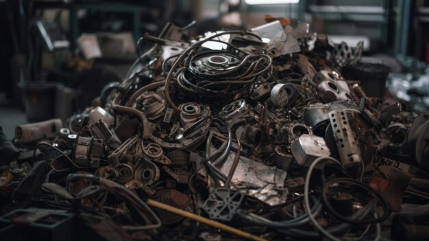 Mountain of scrap metal generative ai