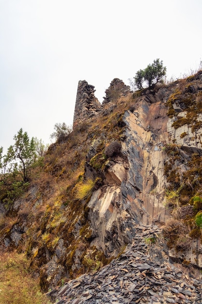 Mountain slope crumbling with stones The stone slopes of the mo