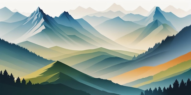 Mountain in the Style of Vector AI Image Illustration