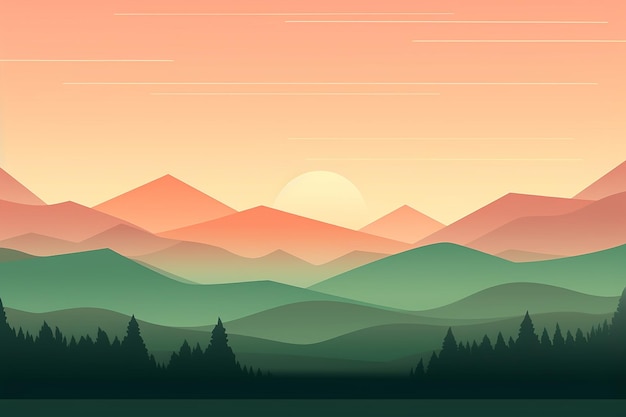 Mountain sun set Landscape vector illustration