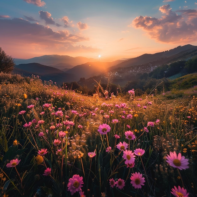 Mountain Sunrise Flowers