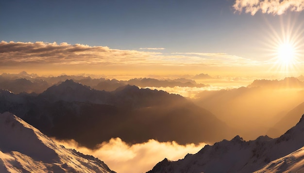 Mountain Sunrise in Golden Hue