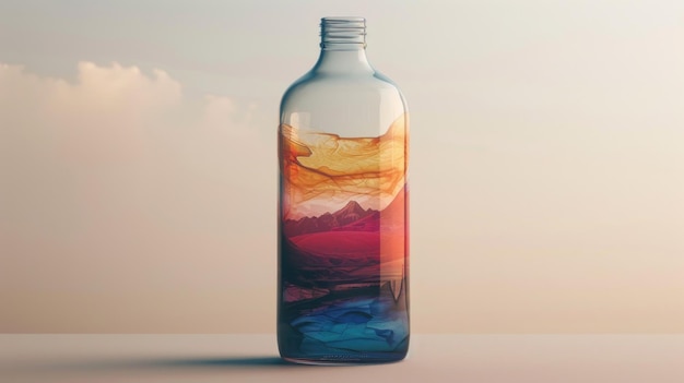 Mountain Sunset Inside a Bottle