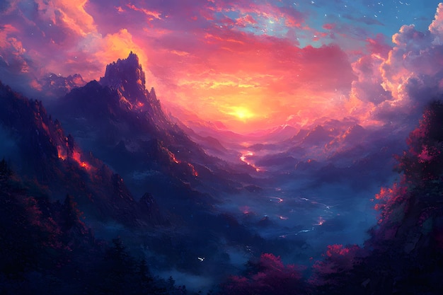 Mountain Sunset Landscape