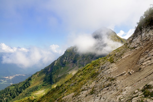 Mountain top in the clouds