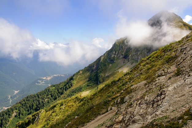 Mountain top in the clouds