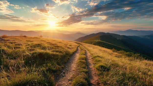 Mountain Trail at Sunset